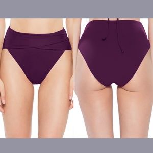 NEW Becca Color Code Crossover High Waist Bikini‎ Bottoms Merlot [ Small ]